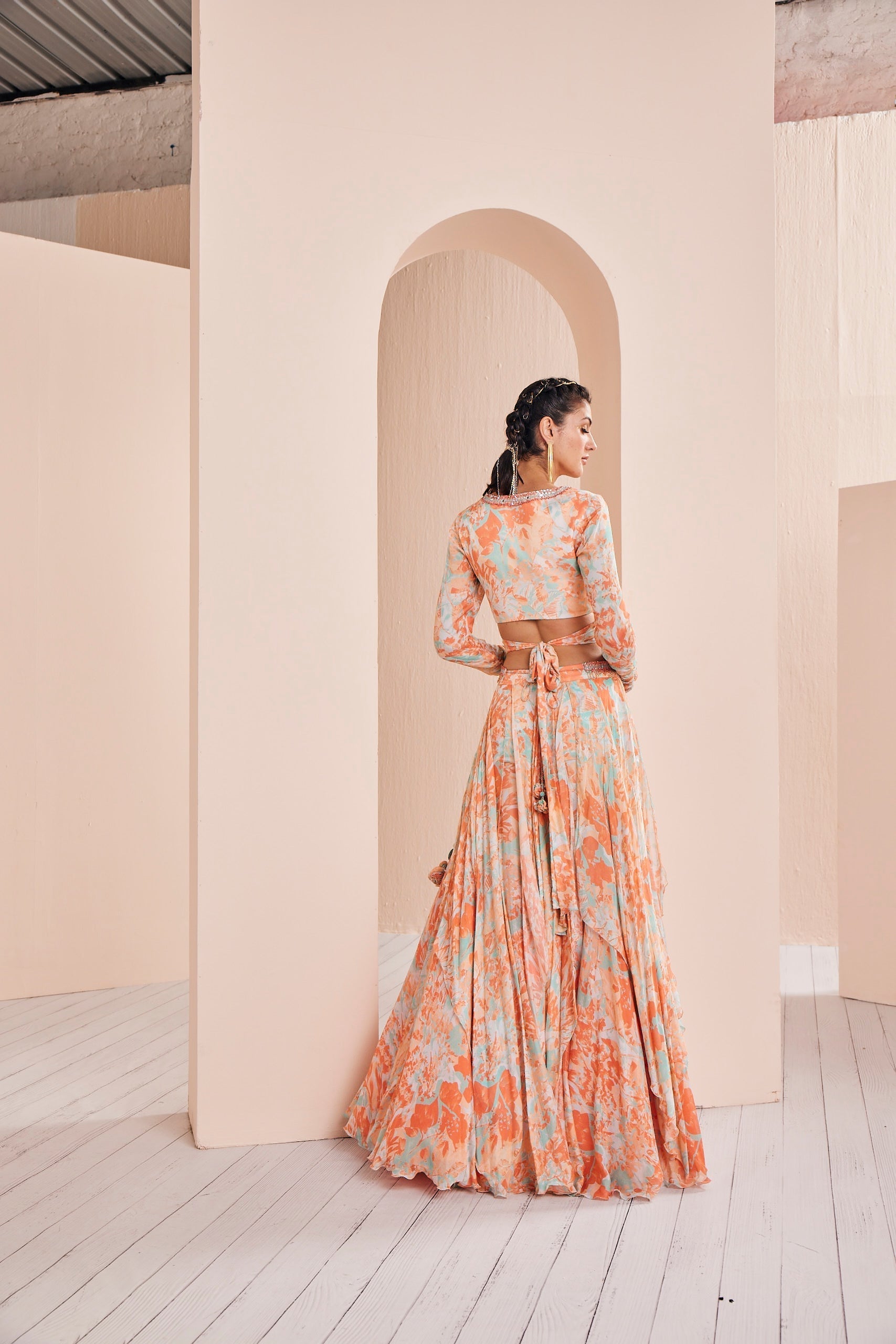 Chiffon Printed Lehenga Set