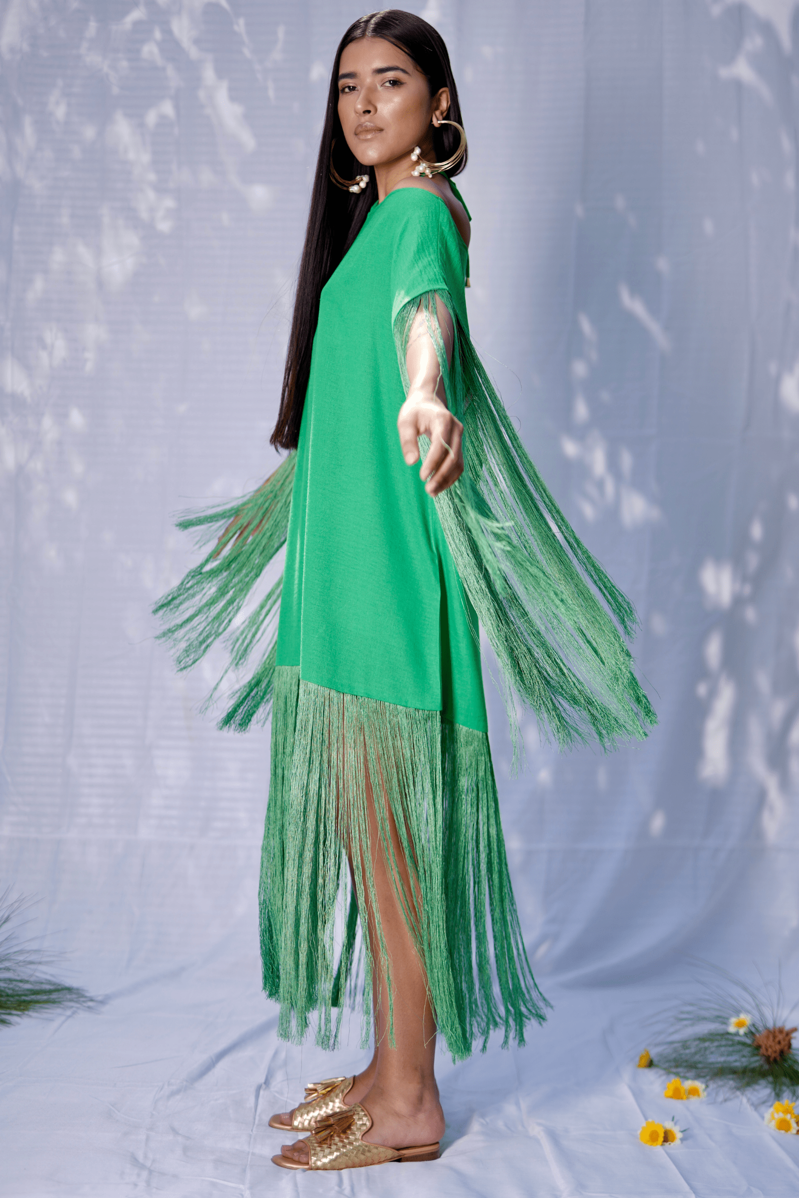 Mitaliwadhwa Green fringe dress