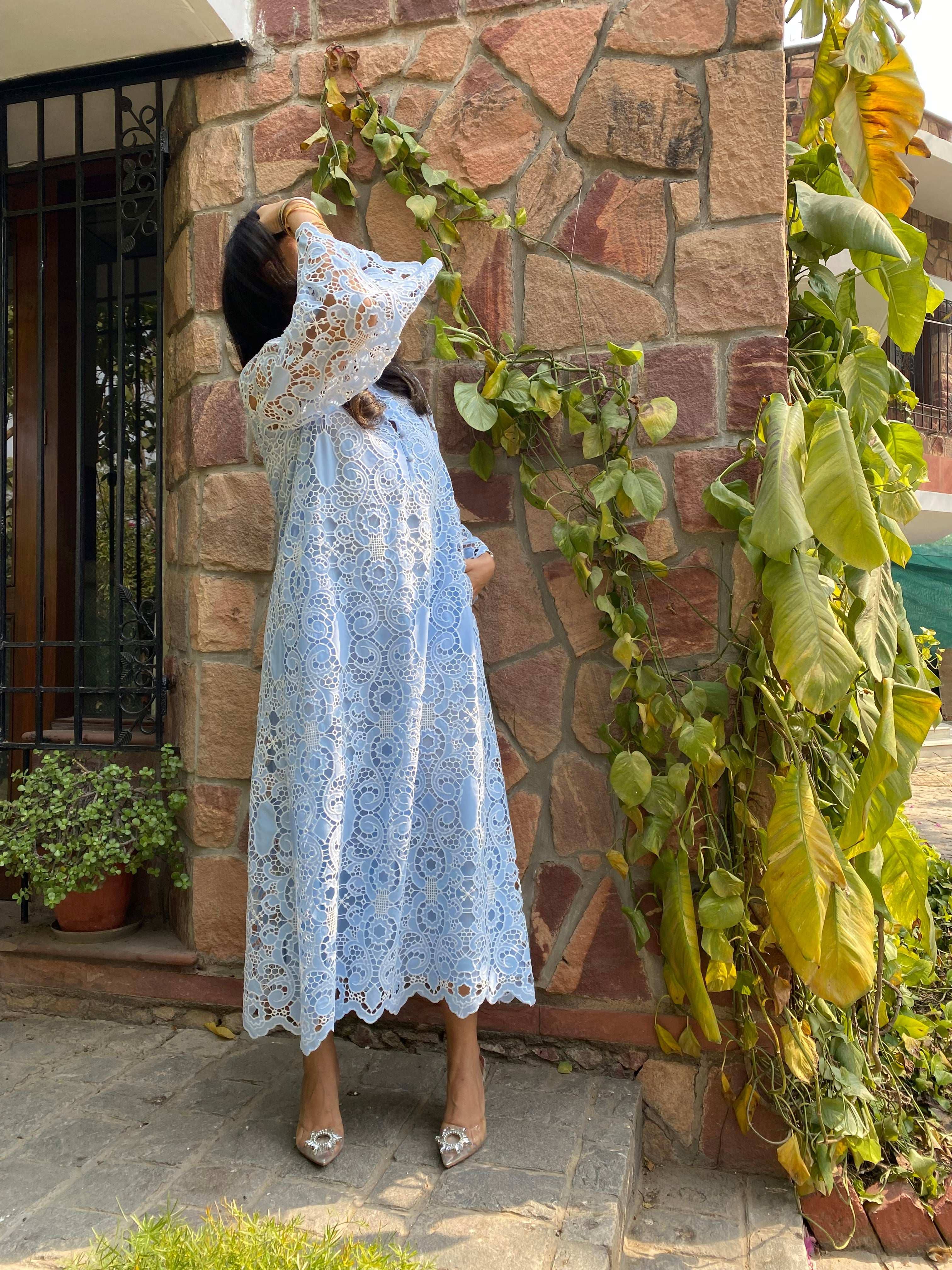 Mitaliwadhwa Light blue scallop dress