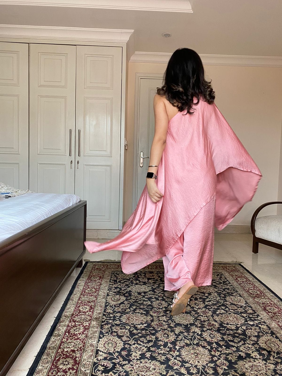 Mitaliwadhwa Off Shoulder Set- Onion Pink