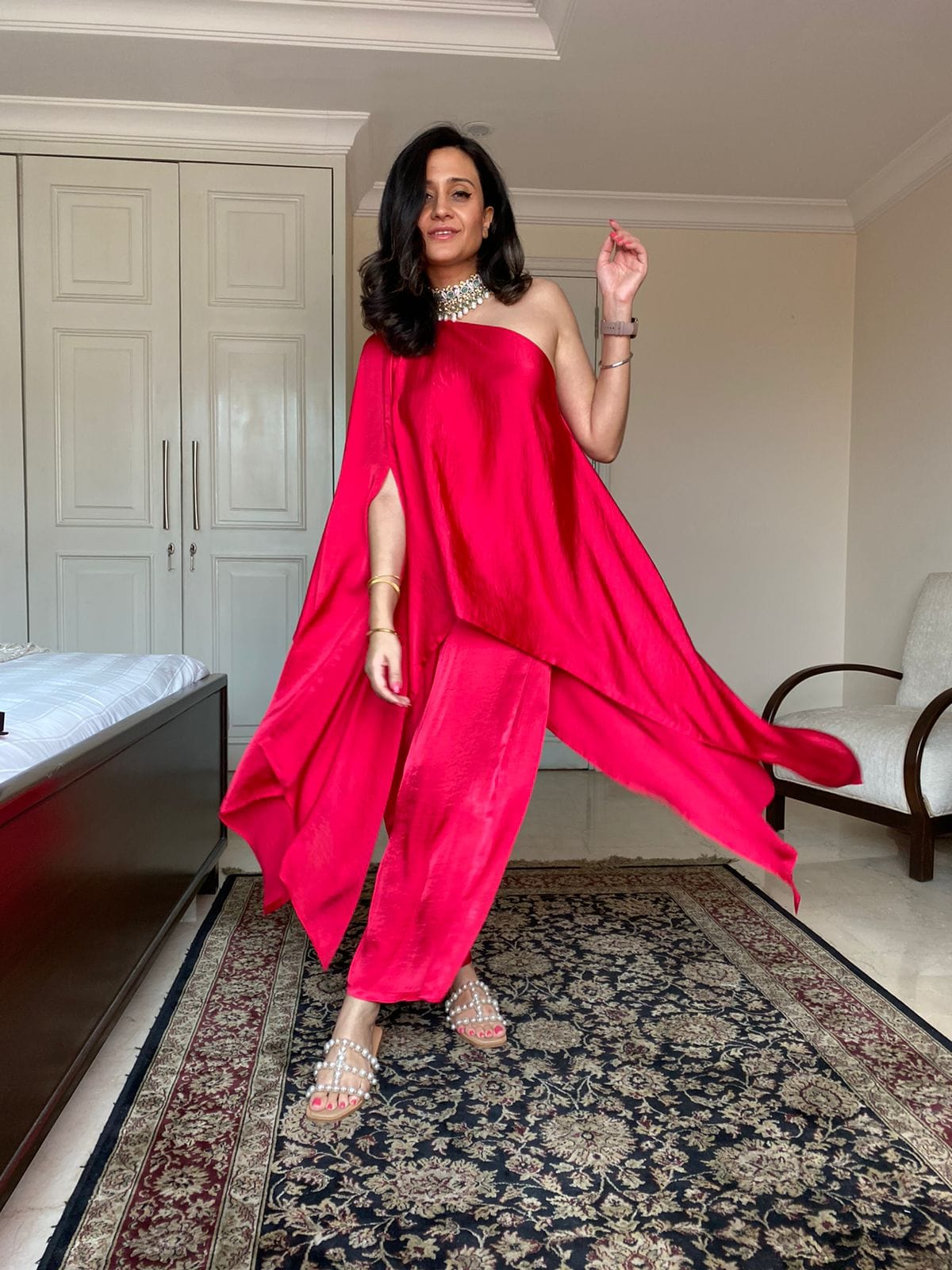 Mitaliwadhwa Off Shoulder Set Pataka Pink