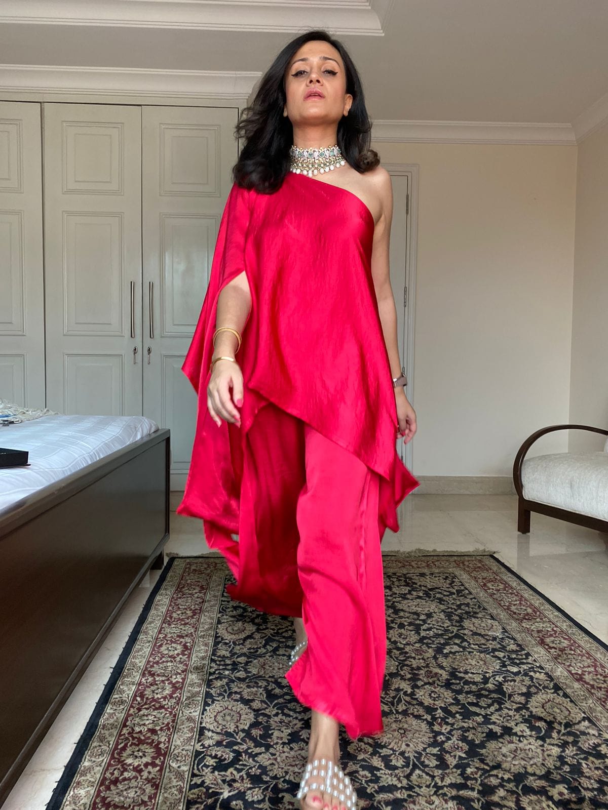 Mitaliwadhwa Off Shoulder Set Pataka Pink