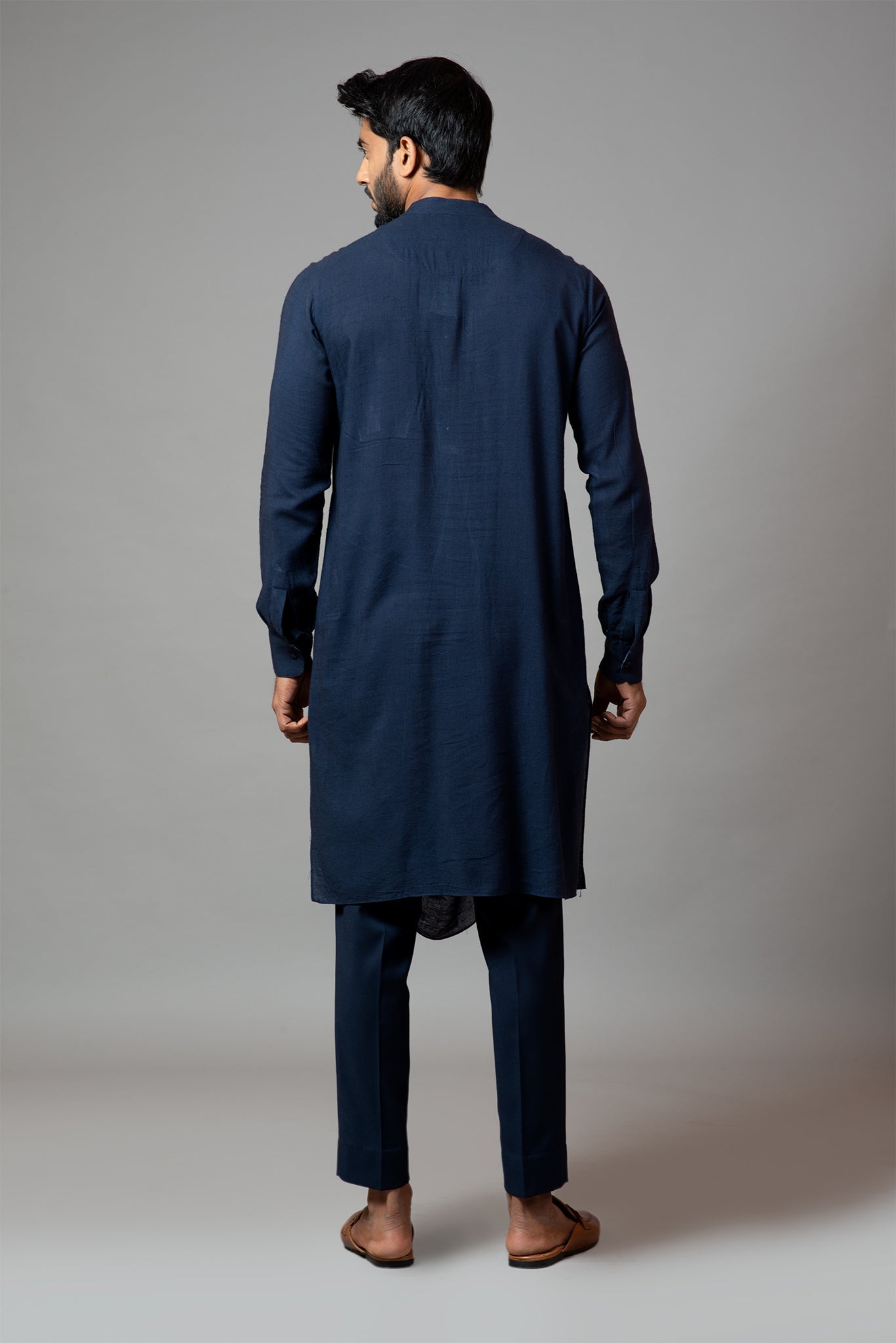 Front Slit Kurta With a Attached Tie Dye Drape Panel And Pant Pajama Set