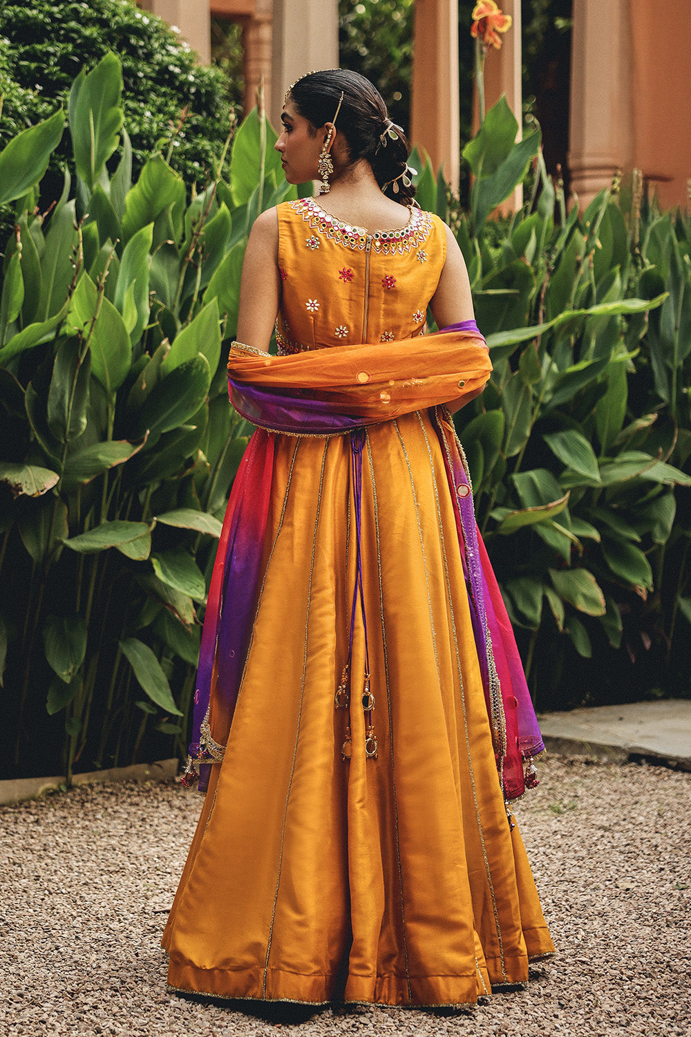Mustard Heer Lehenga Set with Mirror Work for Haldi & Mehendi