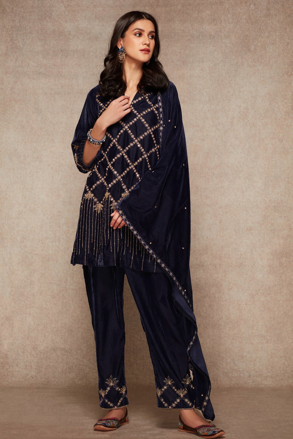 Navy Kurta Set - ajieshoberoi