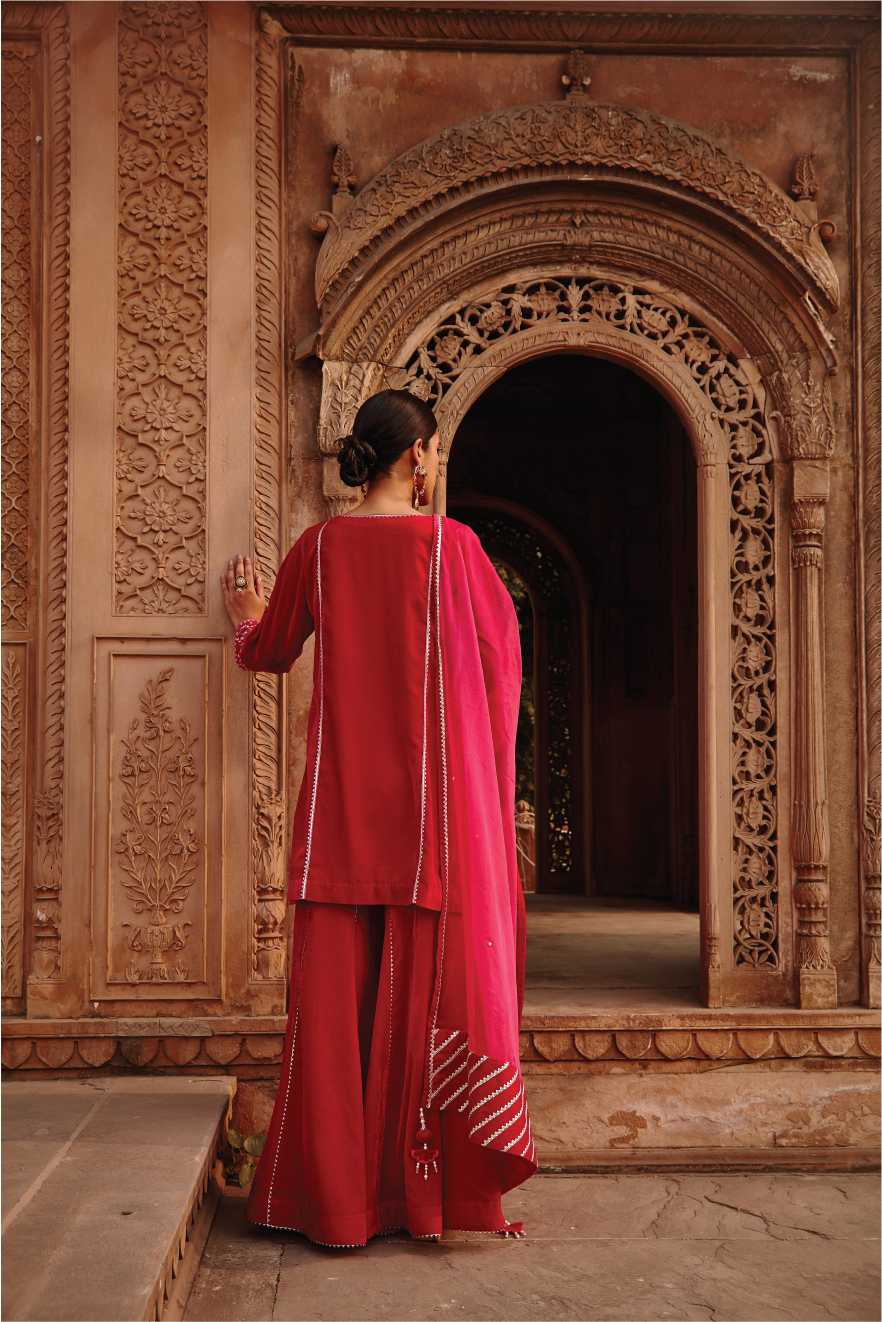 Nazia Rani Pink Dori Embroidered Garara Set for Festive Weddings