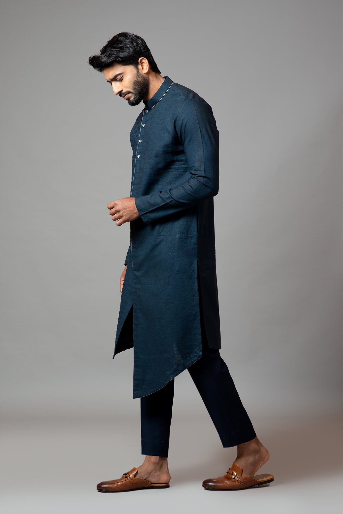 Pintucks Kurta With Pant Pajama Set