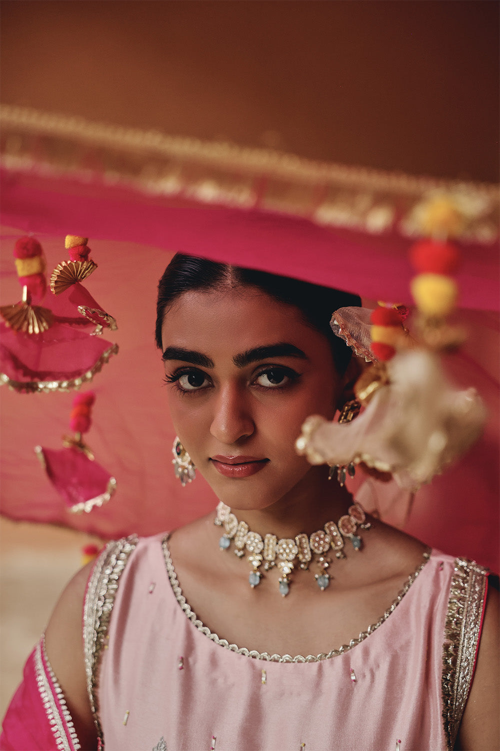 Peach Gulzaar Bali Silk Sharara Set with Structured Organza Dupatta