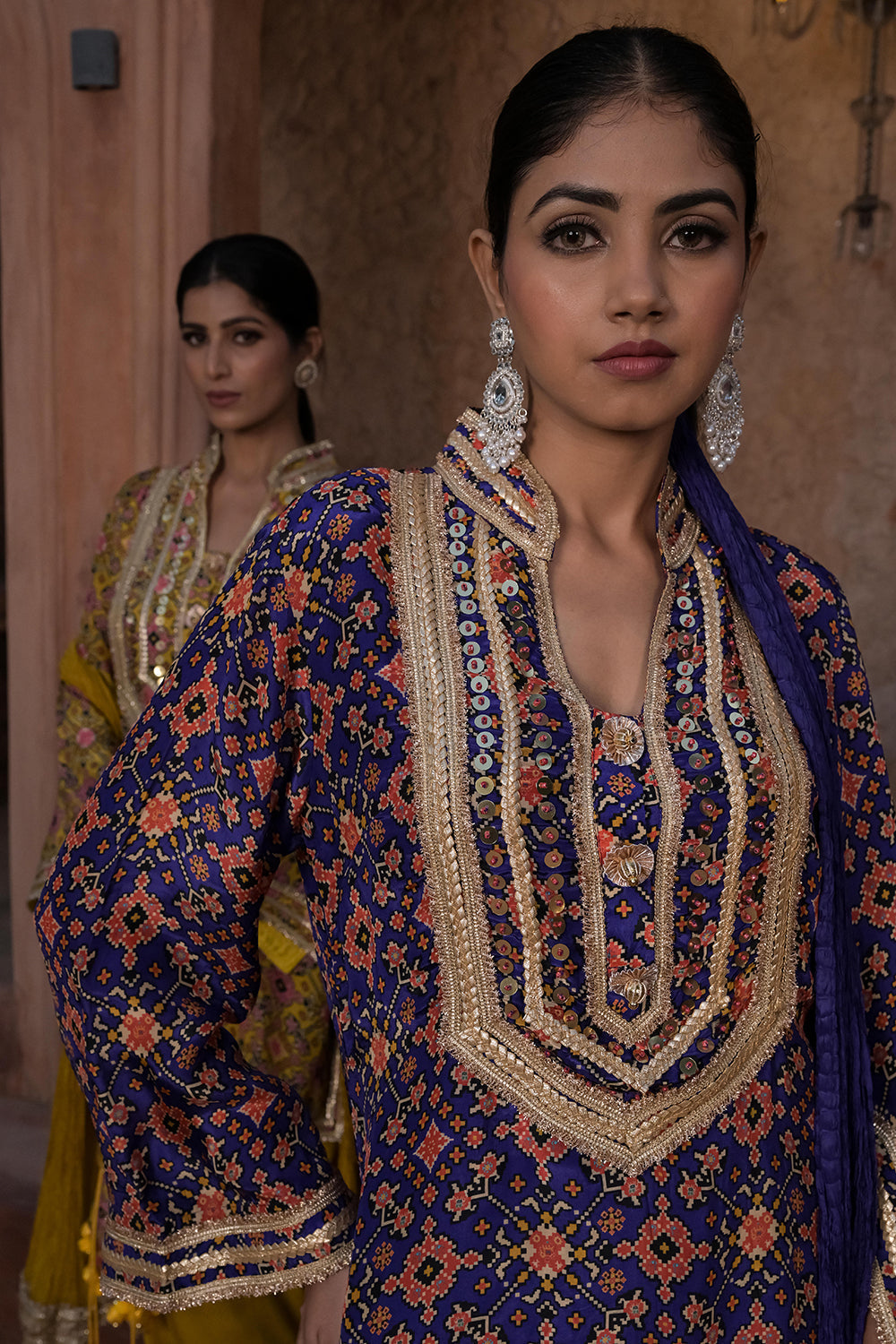 Purple Viscose Crepe Embroidered Kurti Salwar Set for Festive Wear