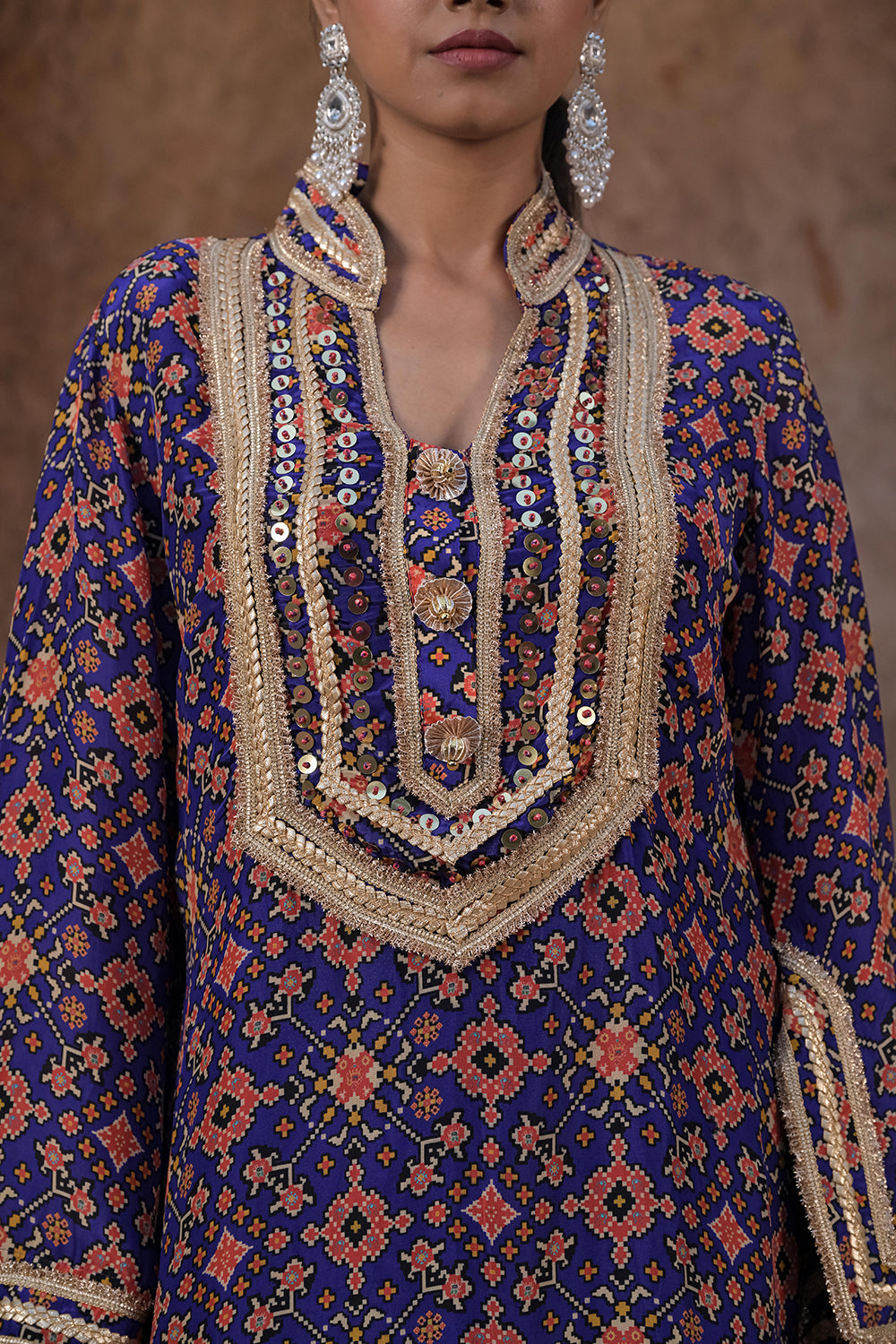 Purple Viscose Crepe Embroidered Kurti Salwar Set for Festive Wear