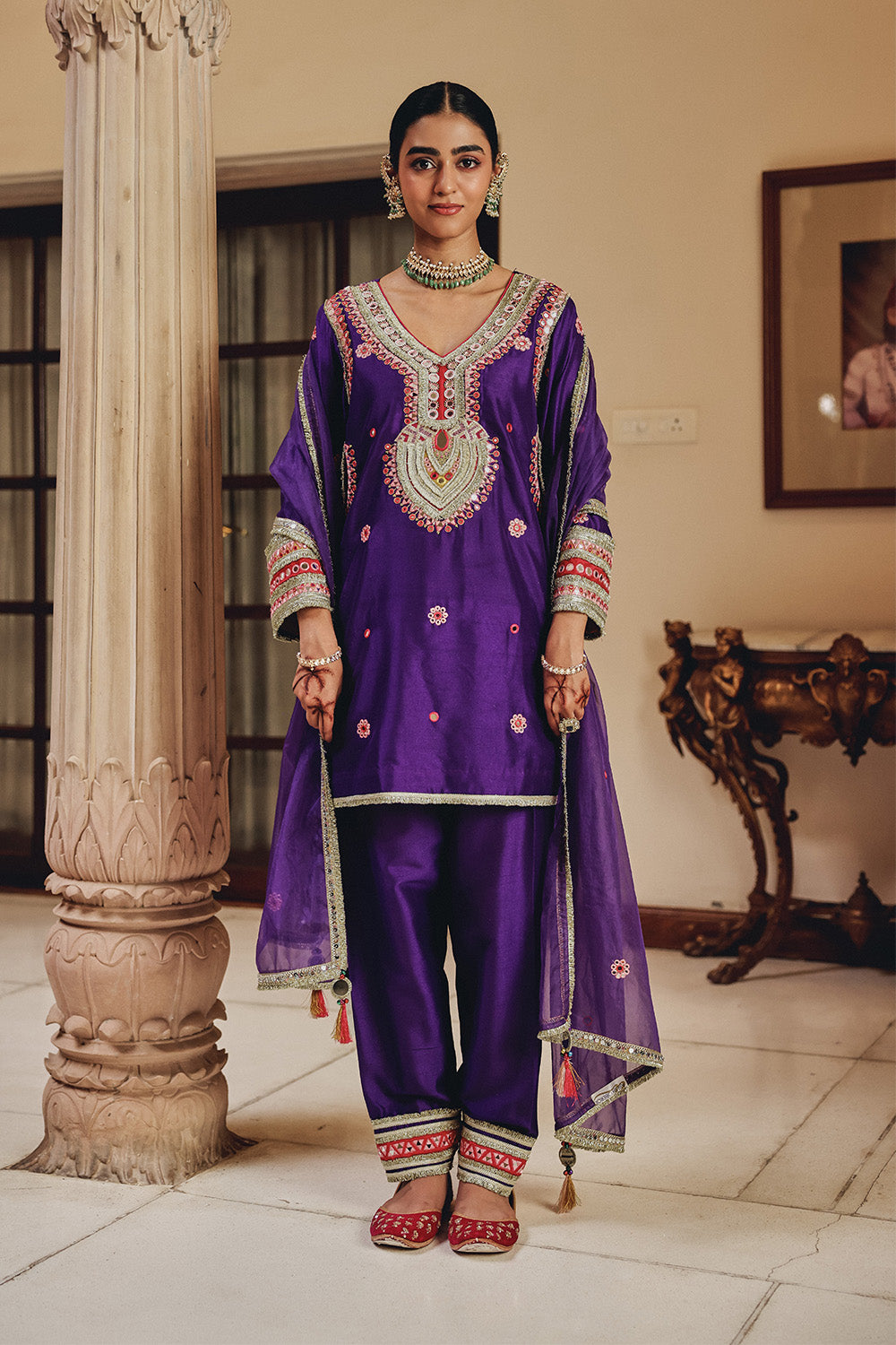 Purple Sahar Silk Blend Salwar Set for Mehendi & Roka Celebrations