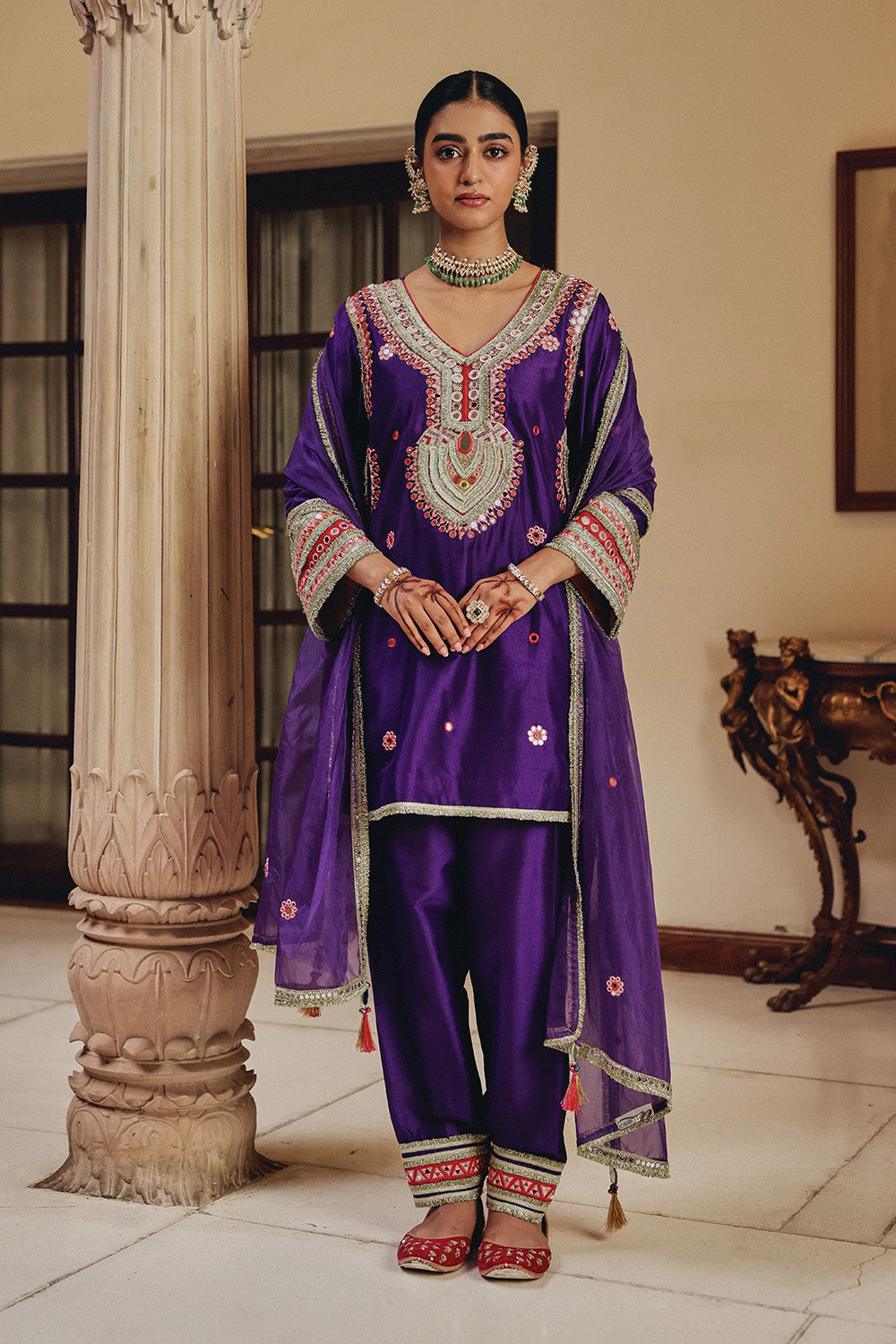 Purple Sahar Silk Blend Salwar Set for Mehendi & Roka Celebrations