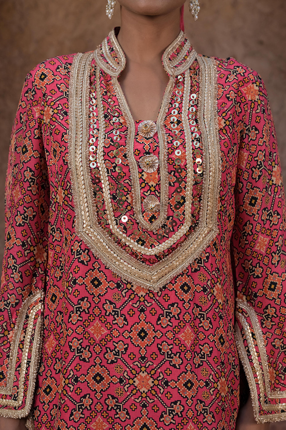 Rani Pink Viscose Crepe Kurti Salwar Set for Festive Occasions