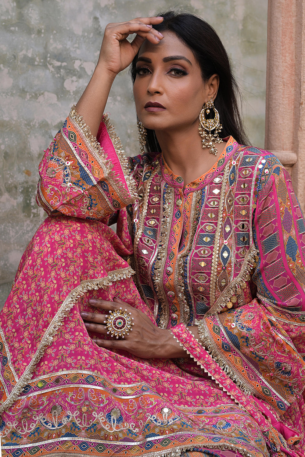 Rani Pink Viscose Crepe Tulip Pant Suit Set - Festive Glamor