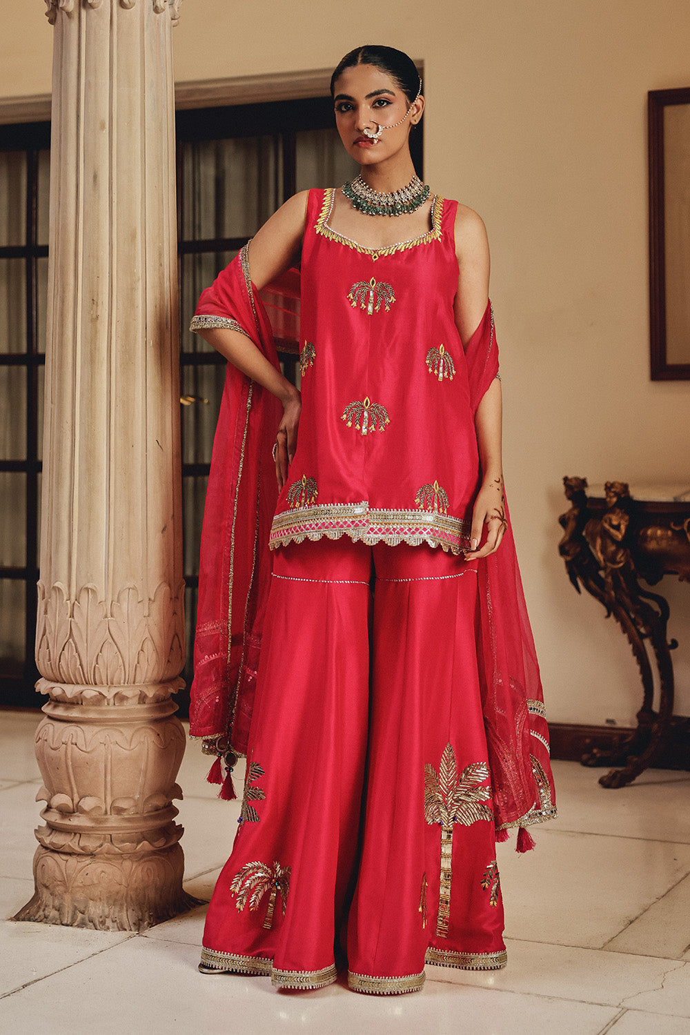 Rani Ranibahaar Silk Blend Sharara Set - Tropical Festive Wear