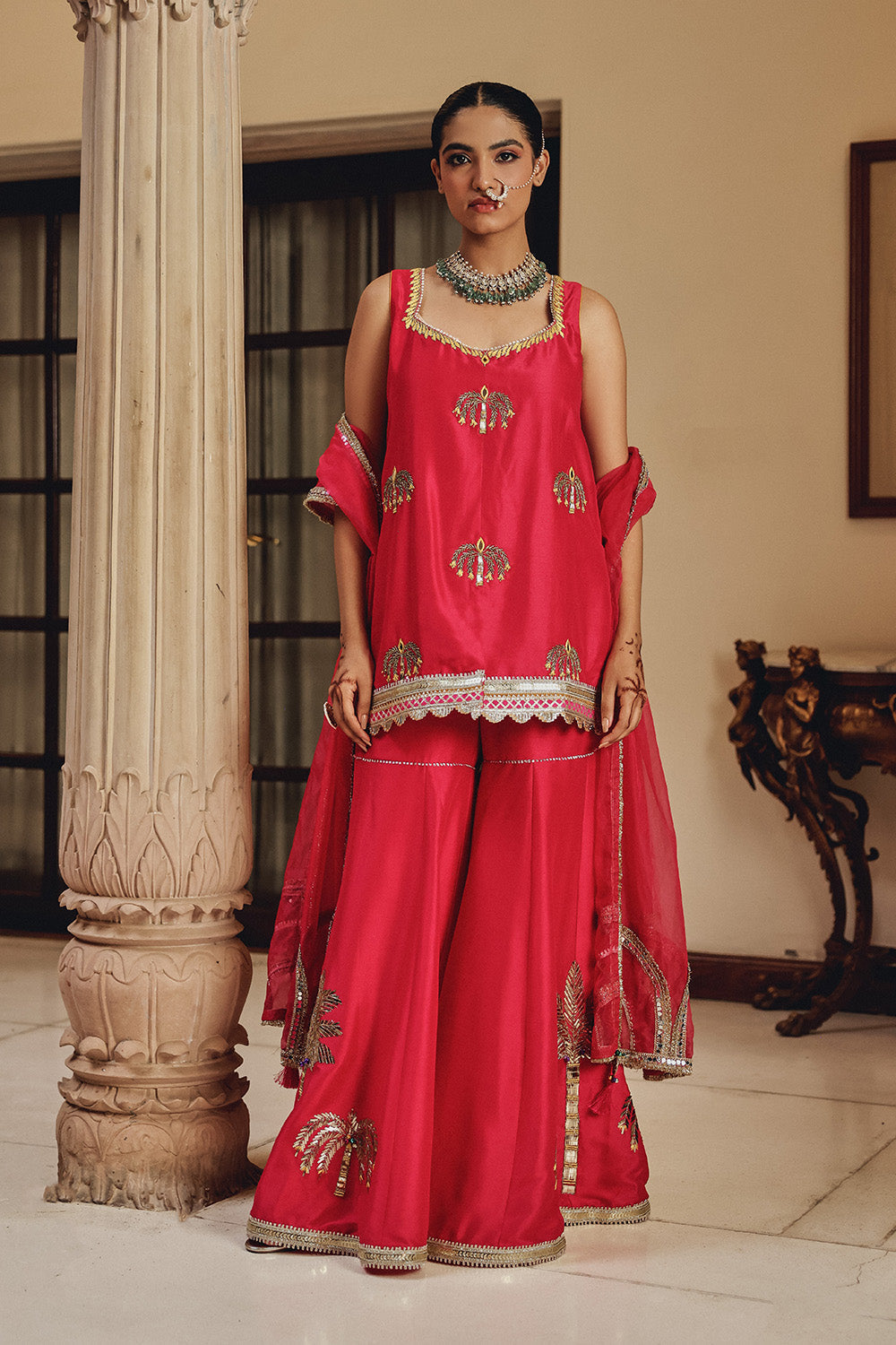Rani Ranibahaar Silk Blend Sharara Set - Tropical Festive Wear