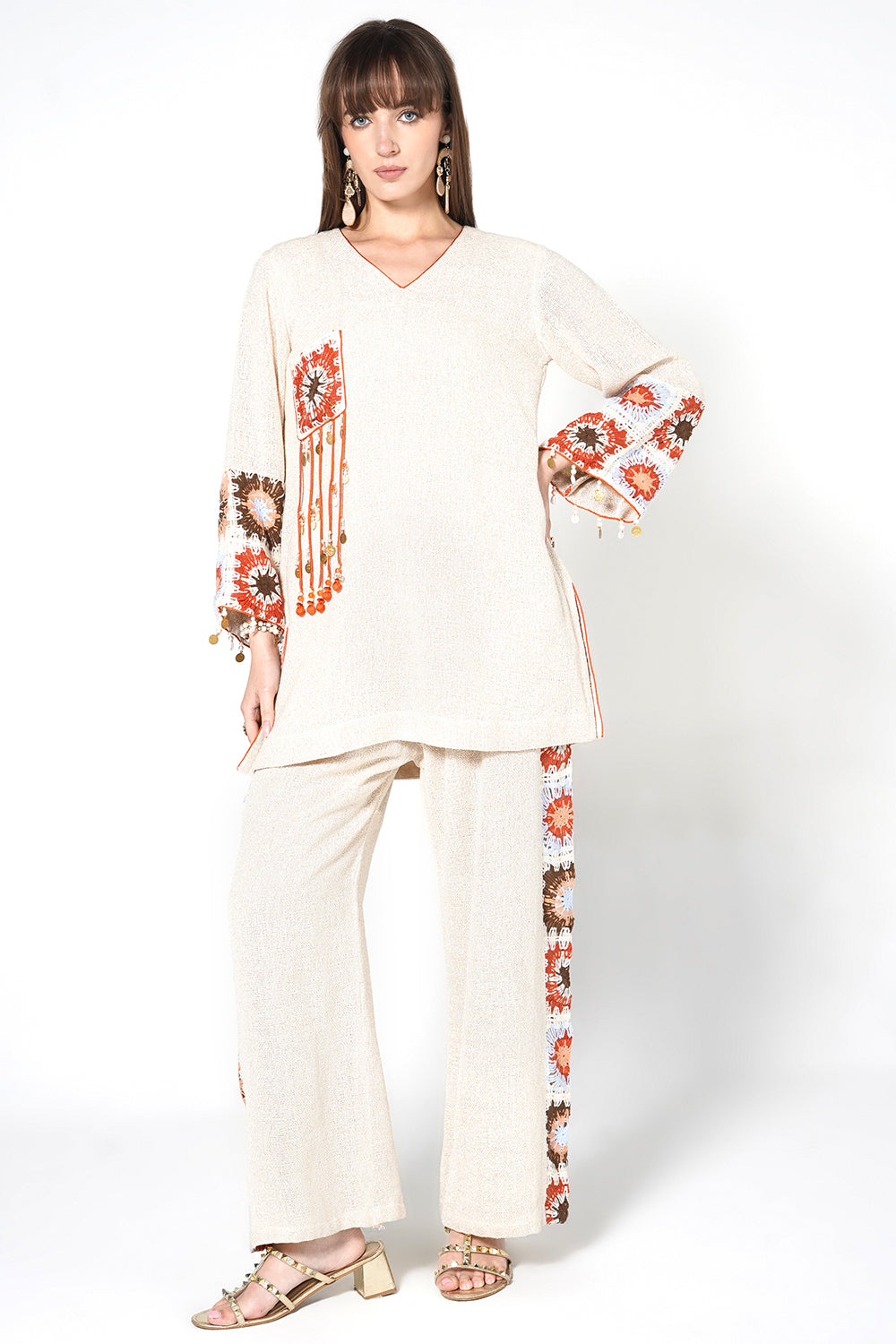 Resha Jute Artistic Designer Co-Ord Set with Tassel Detail