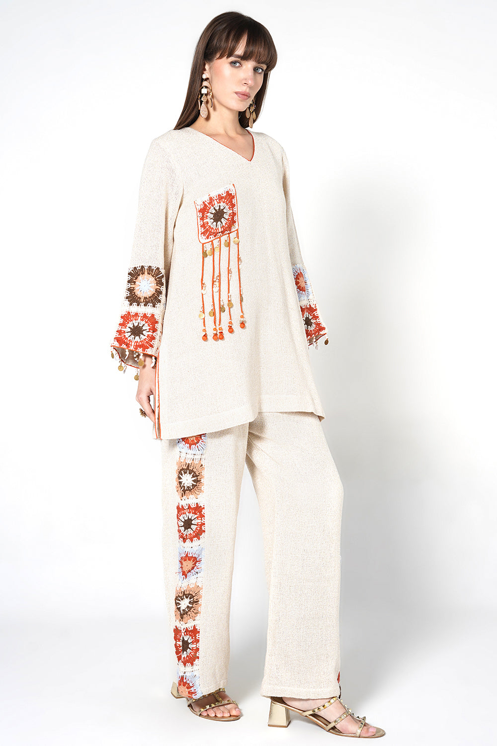 Resha Jute Artistic Designer Co-Ord Set with Tassel Detail