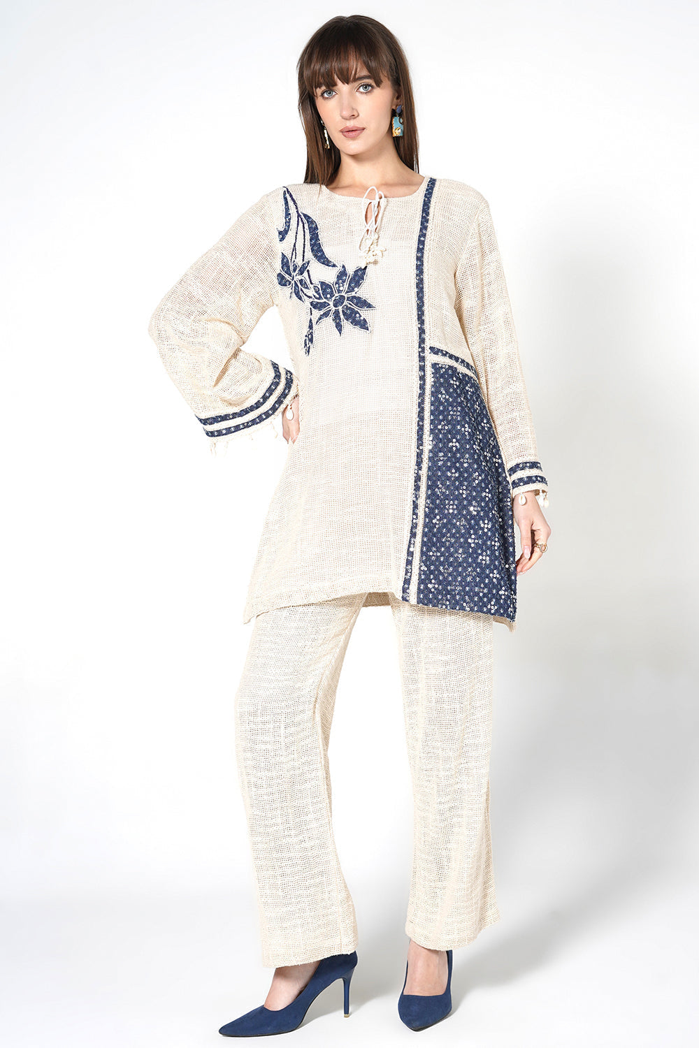 Resha Jute Contemporary Designer Co-Ord Set with Panel Detail