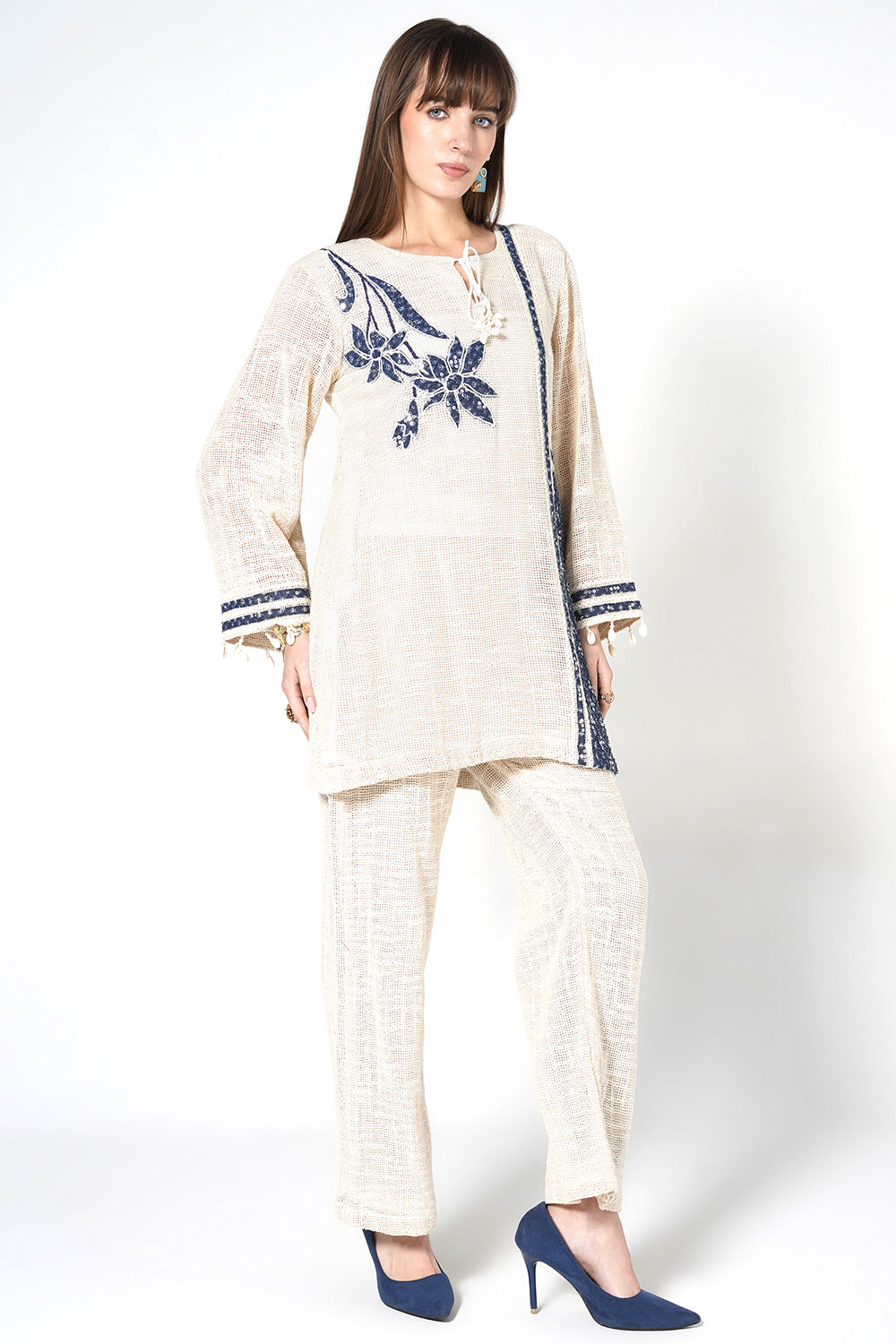 Resha Jute Contemporary Designer Co-Ord Set with Panel Detail