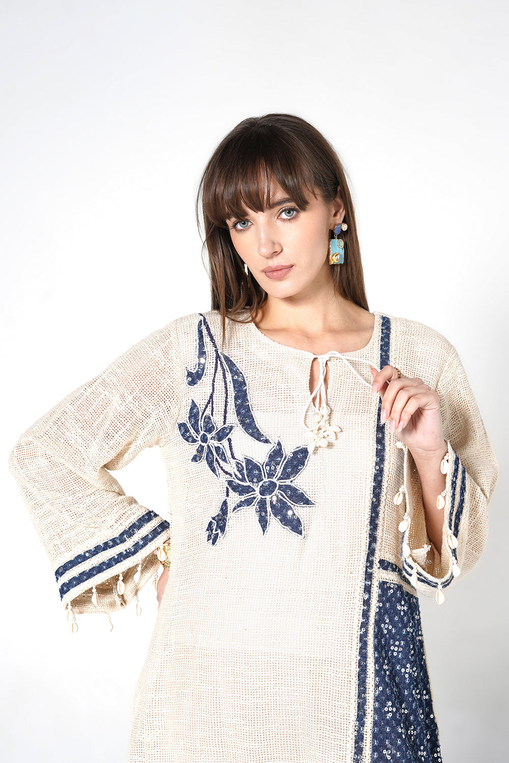 Resha Jute Contemporary Designer Co-Ord Set with Panel Detail