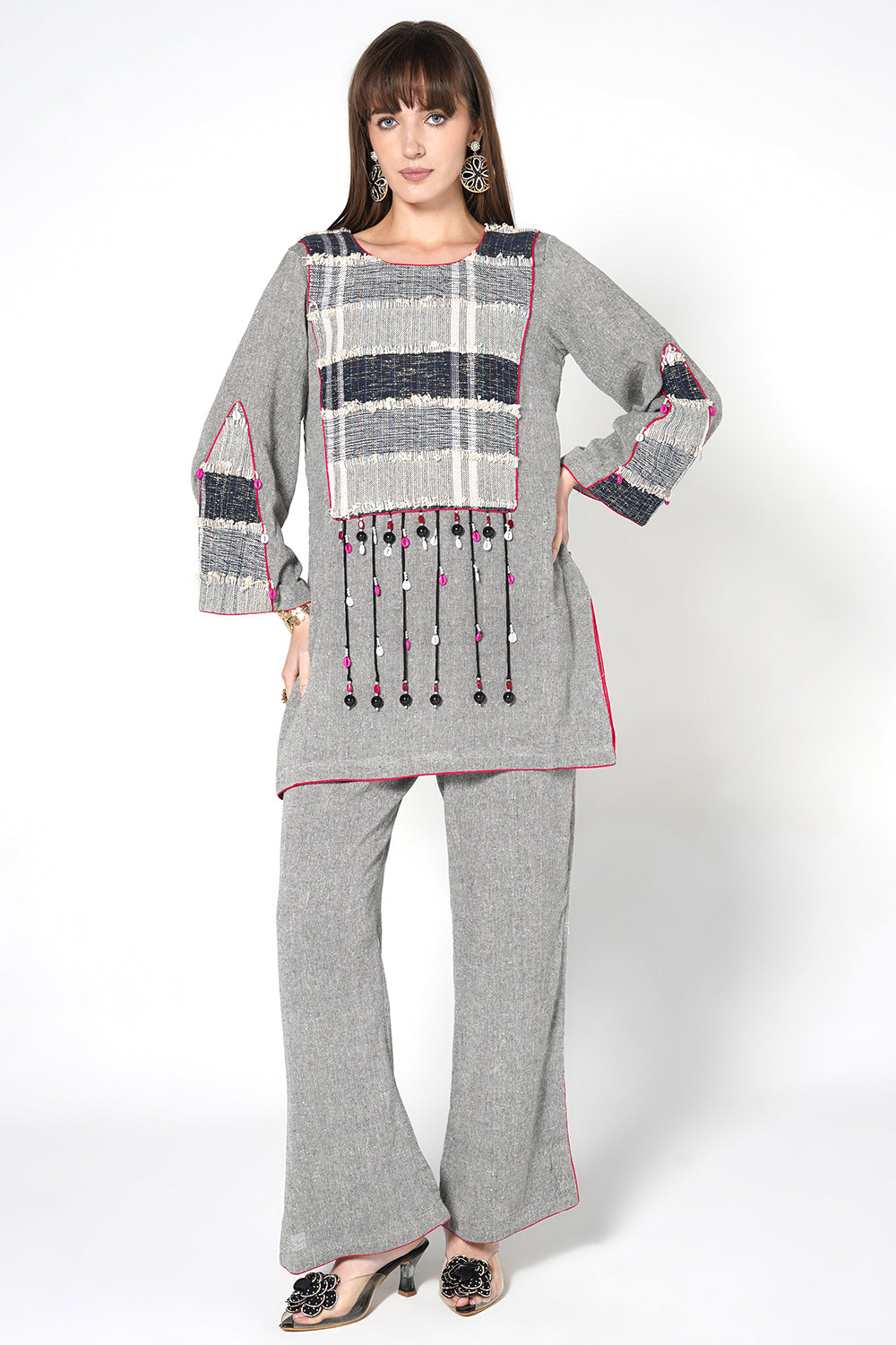 Resha Jute Contemporary Designer Co-Ord Set with Tassel Details
