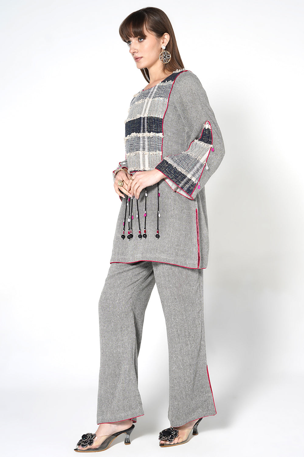 Resha Jute Contemporary Designer Co-Ord Set with Tassel Details