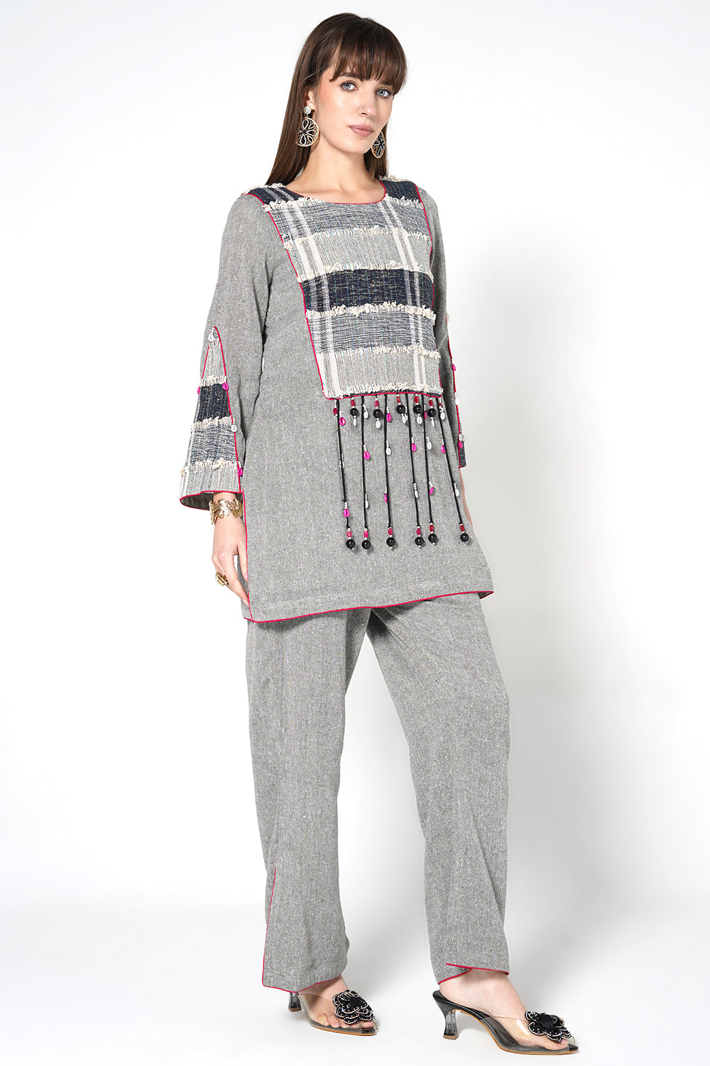 Resha Jute Contemporary Designer Co-Ord Set with Tassel Details