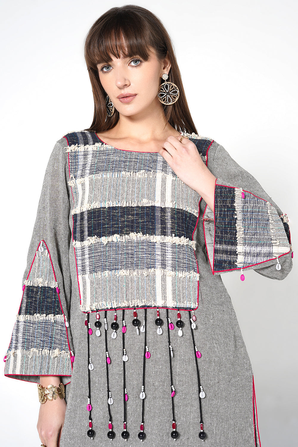 Resha Jute Contemporary Designer Co-Ord Set with Tassel Details