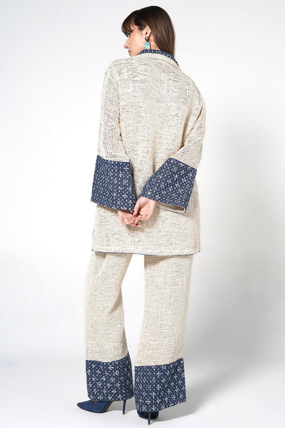 Resha Jute Designer Co-ord Set: Textured Shirt & Palazzo Set