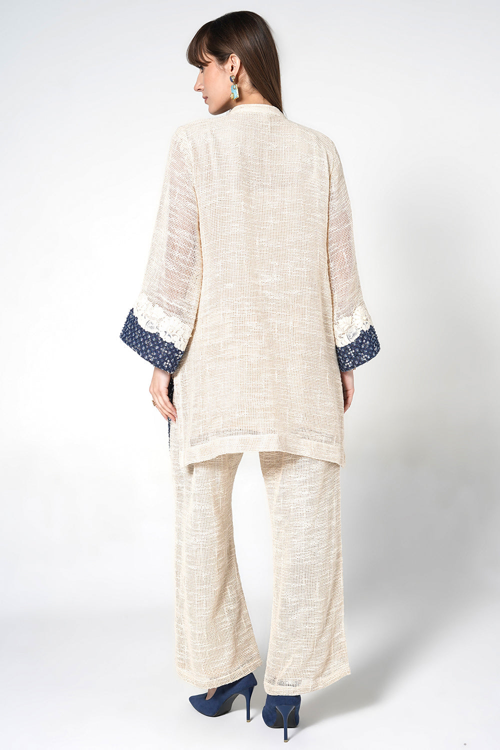 Resha Jute Lace Detail Designer Co-Ord Set - Shirt & Palazzo