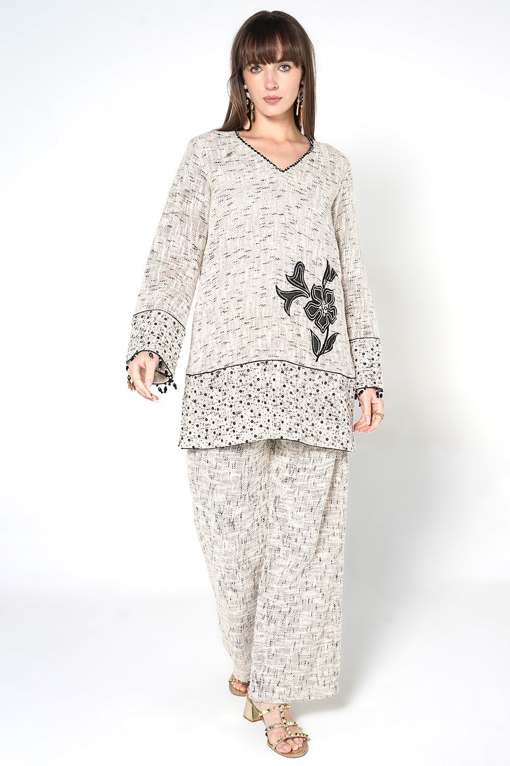 Resha Jute Printed Minimal Designer Co-Ord Set for Office Wear