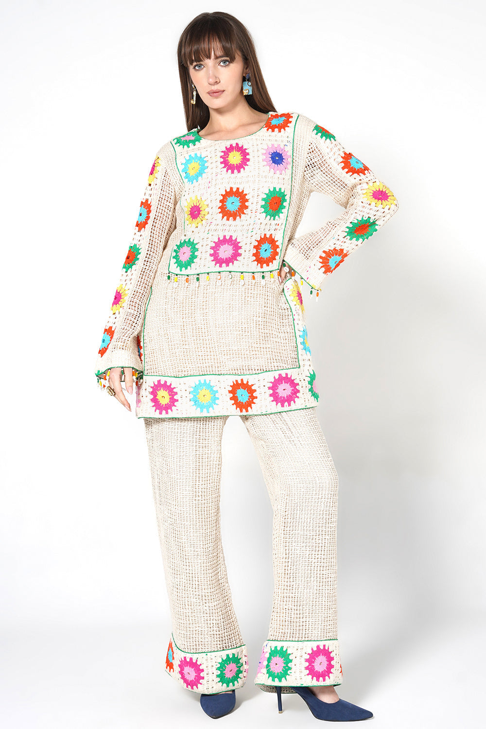Resha Jute Multicolor Crochet Co-Ord Set - Designer Resort Wear