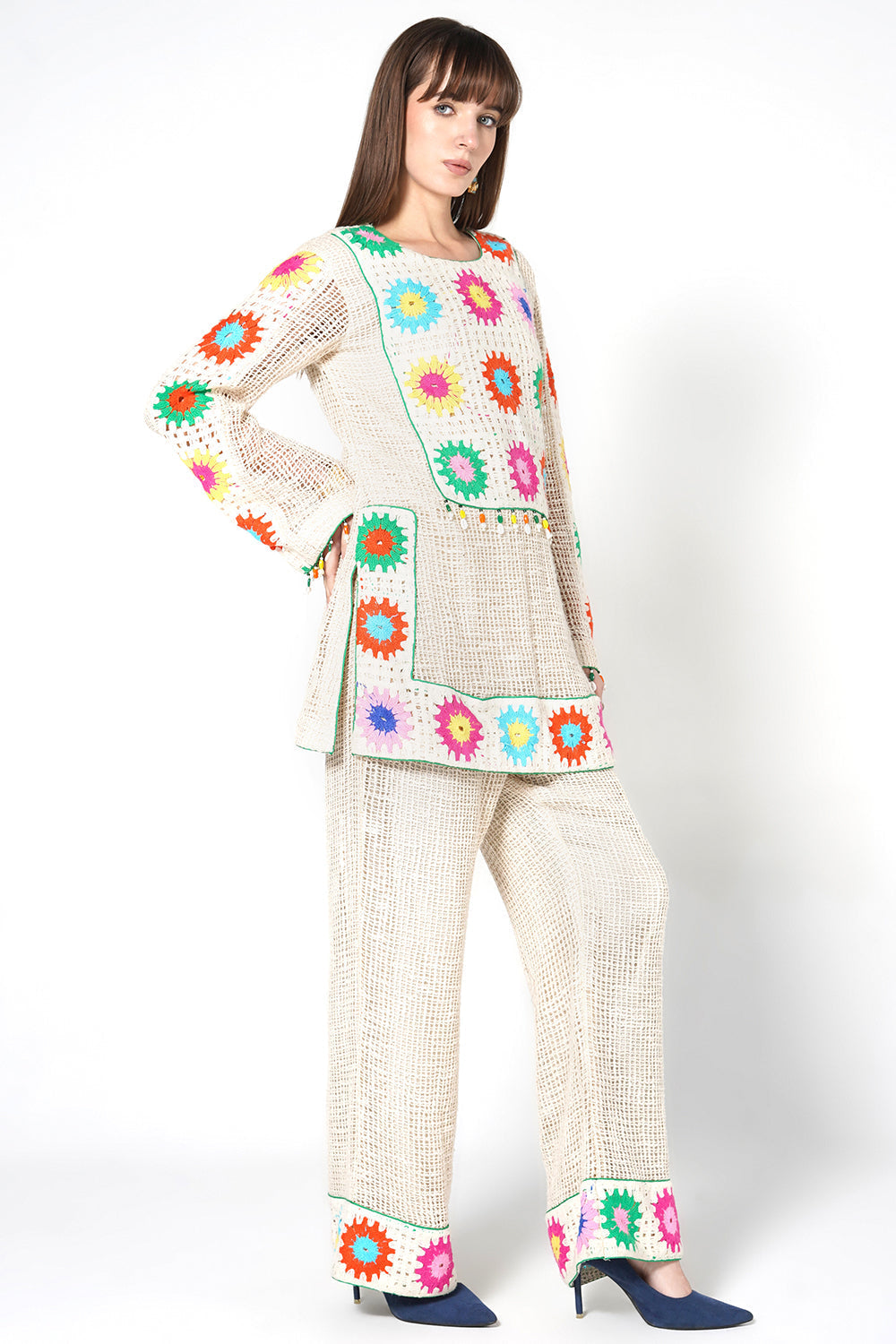 Resha Jute Multicolor Crochet Co-Ord Set - Designer Resort Wear