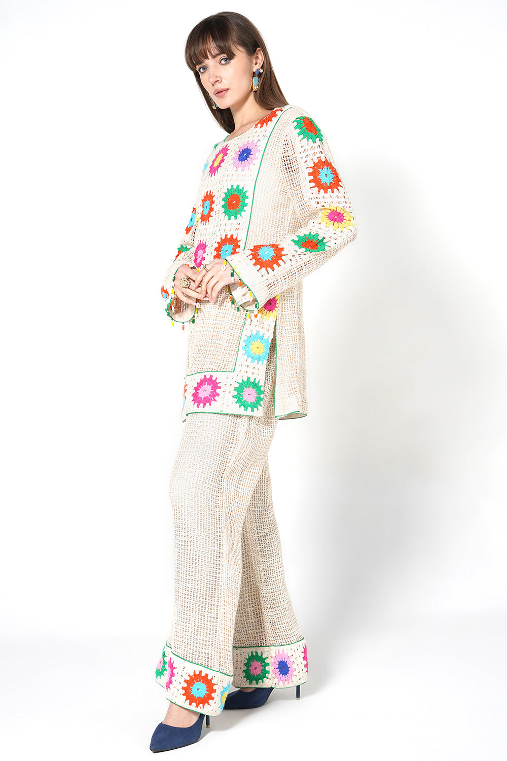 Resha Jute Multicolor Crochet Co-Ord Set - Designer Resort Wear
