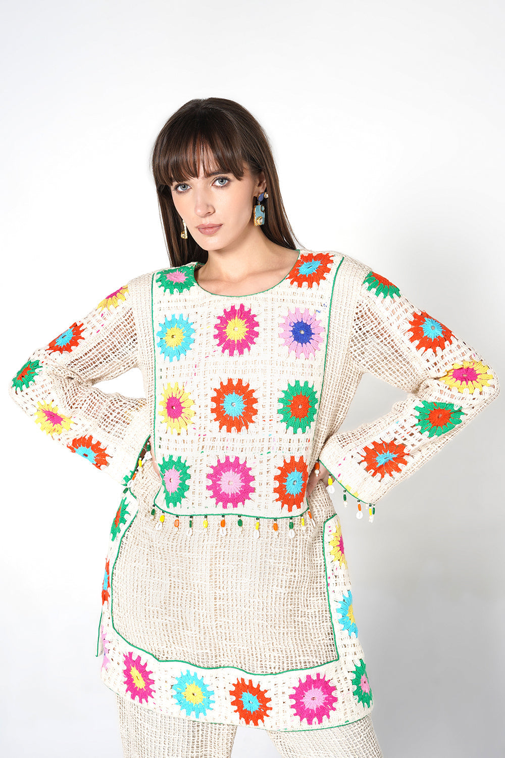 Resha Jute Multicolor Crochet Co-Ord Set - Designer Resort Wear