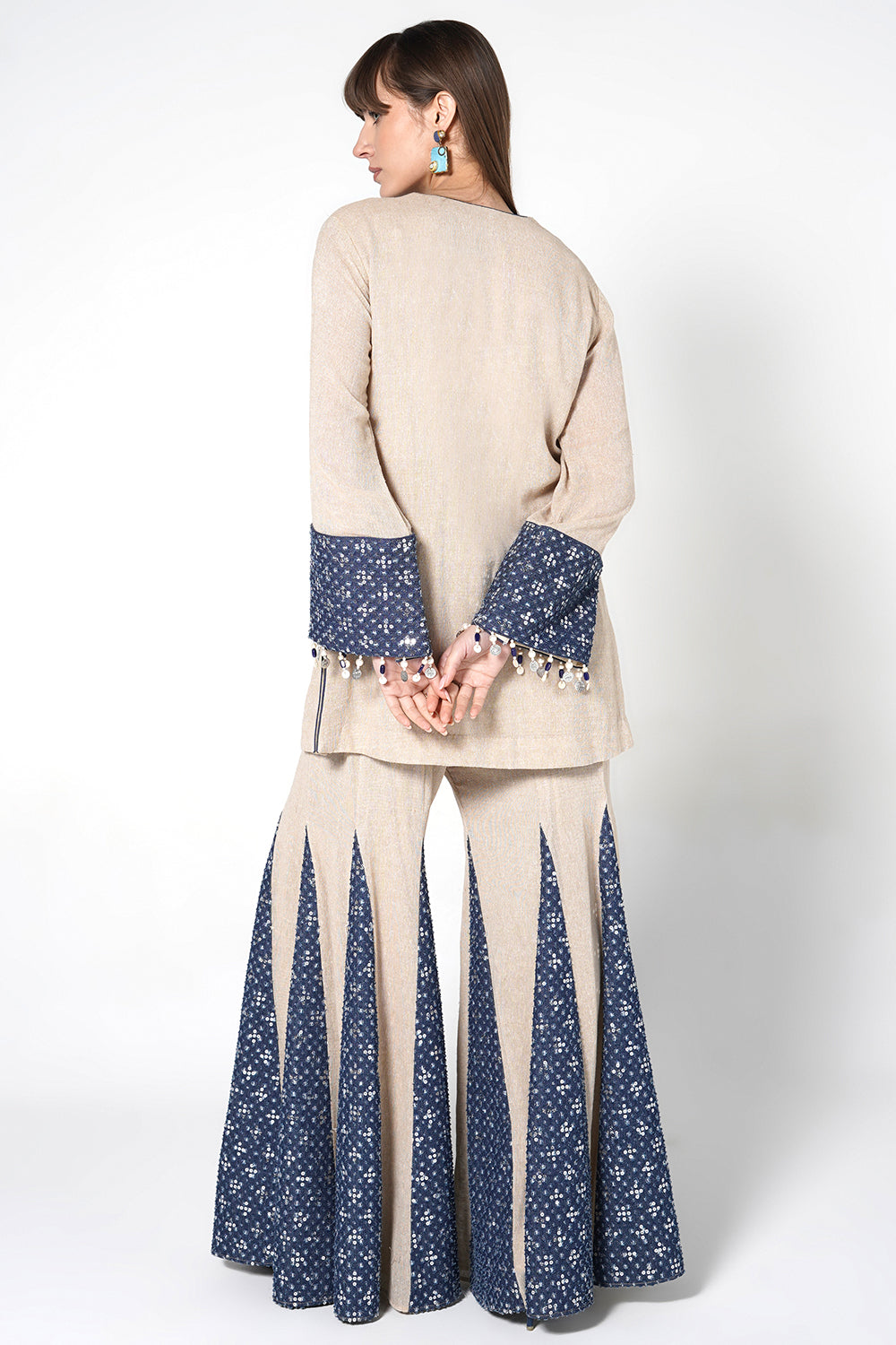 Resha Jute Panelled Co-Ord Set - Flared Palazzo Designer Outfit