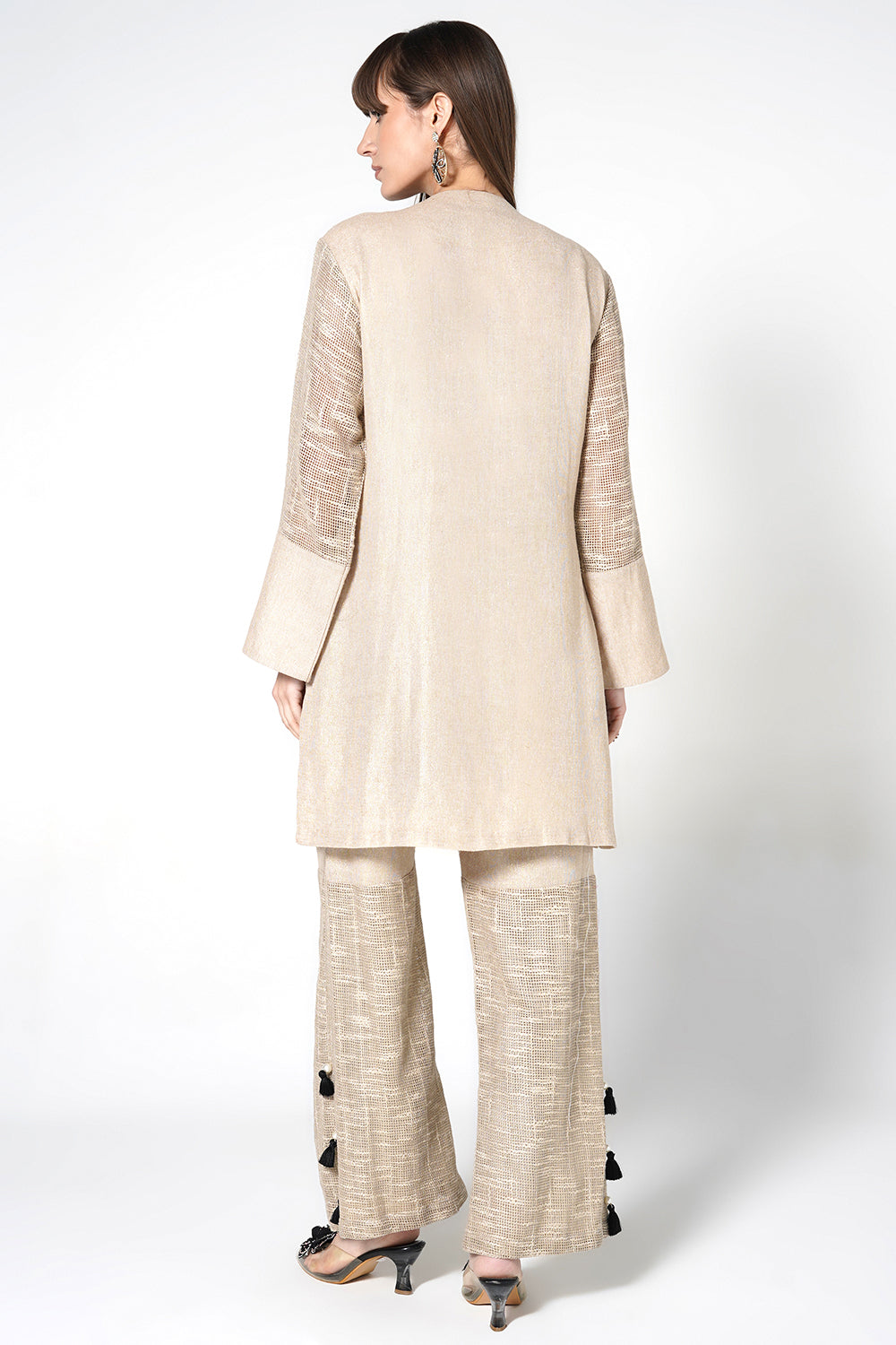 Resha Jute Structured Designer Co-Ord Set with Tassel Detail