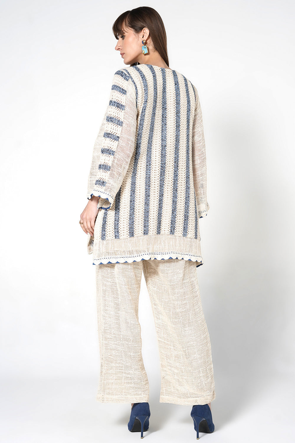 Resha Striped Jute Designer Co-Ord Set with Tassel Detail