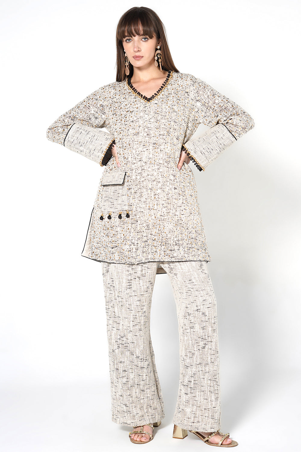 Resha Textured Jute Embellished Co-Ord Set for Formal & Festive Wear