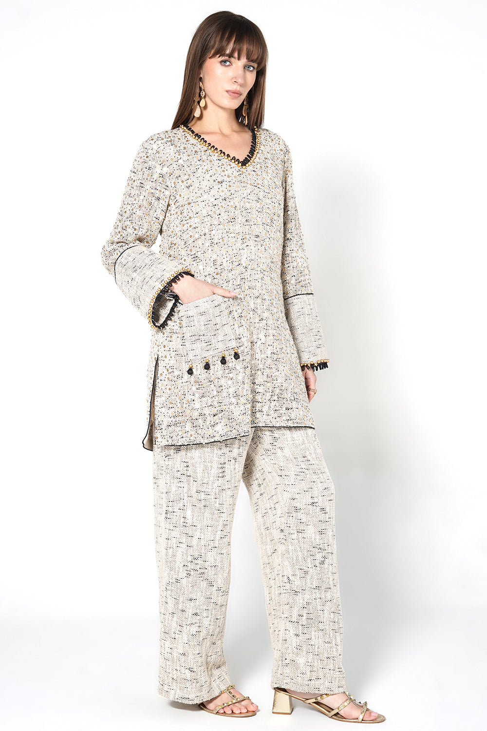 Resha Textured Jute Embellished Co-Ord Set for Formal & Festive Wear
