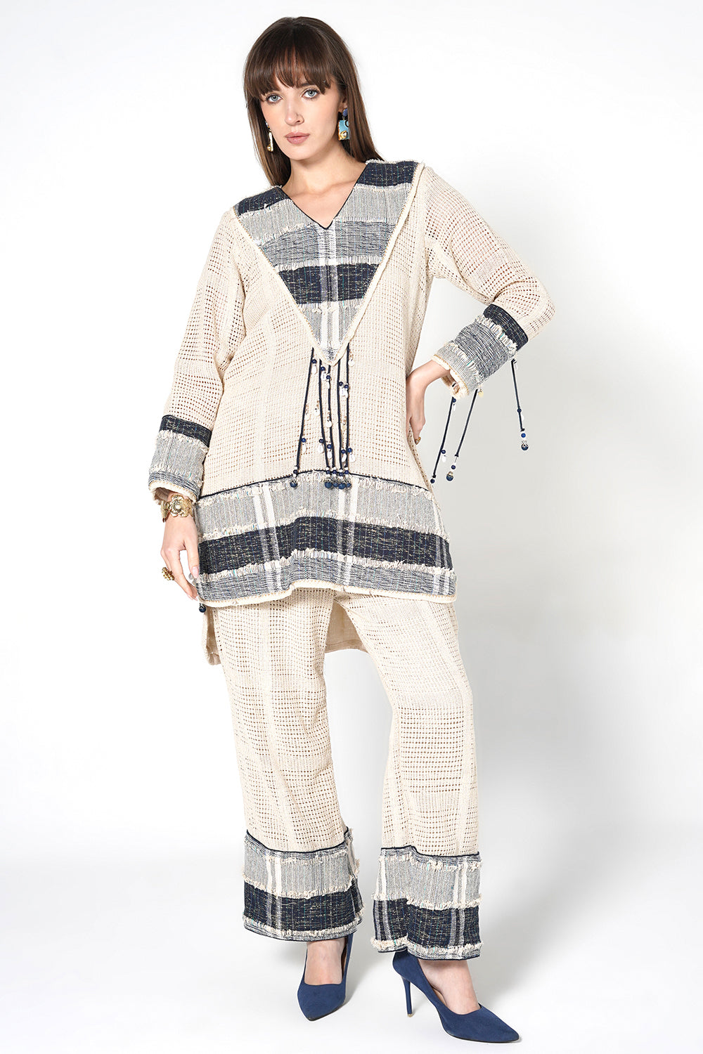 Resha Jute Textured Co-Ord Set with Tassel Detail Outfit