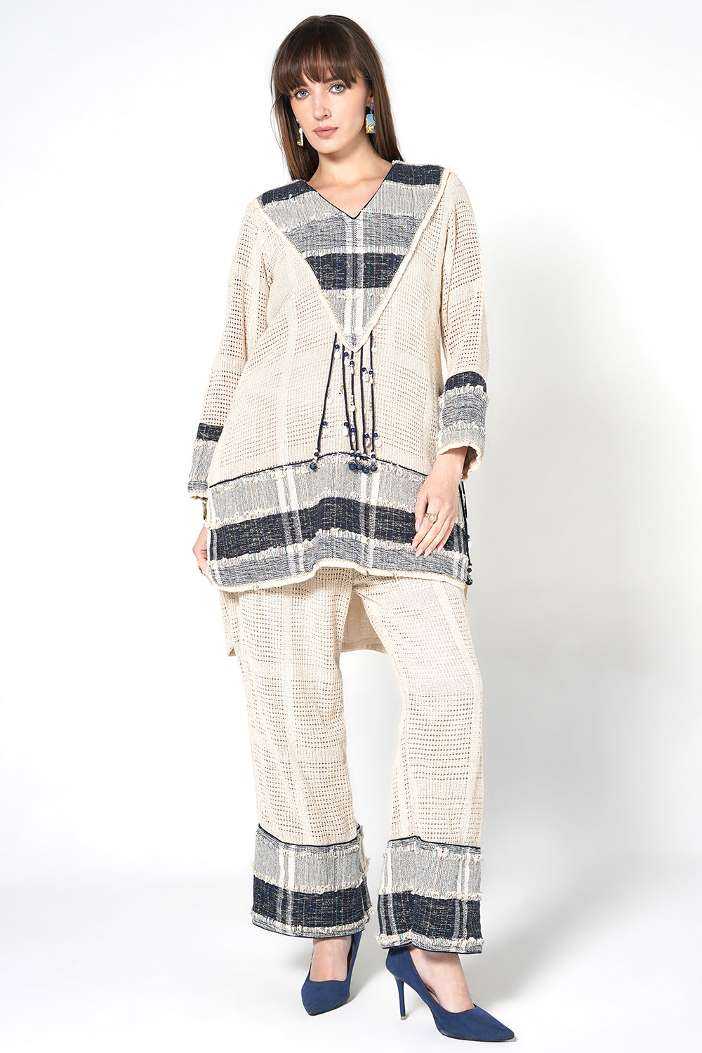 Resha Jute Textured Co-Ord Set with Tassel Detail Outfit