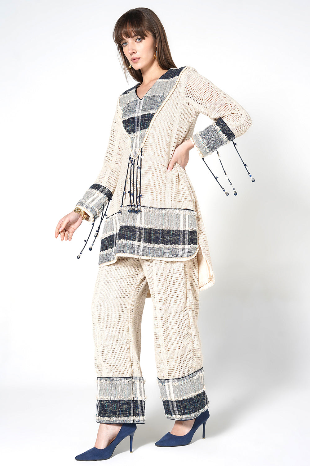 Resha Jute Textured Co-Ord Set with Tassel Detail Outfit