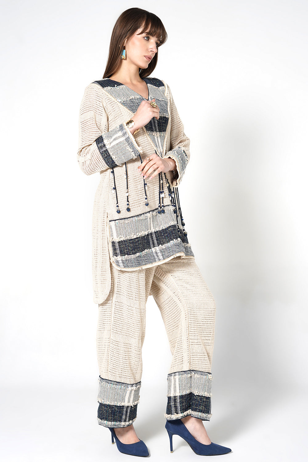 Resha Jute Textured Co-Ord Set with Tassel Detail Outfit