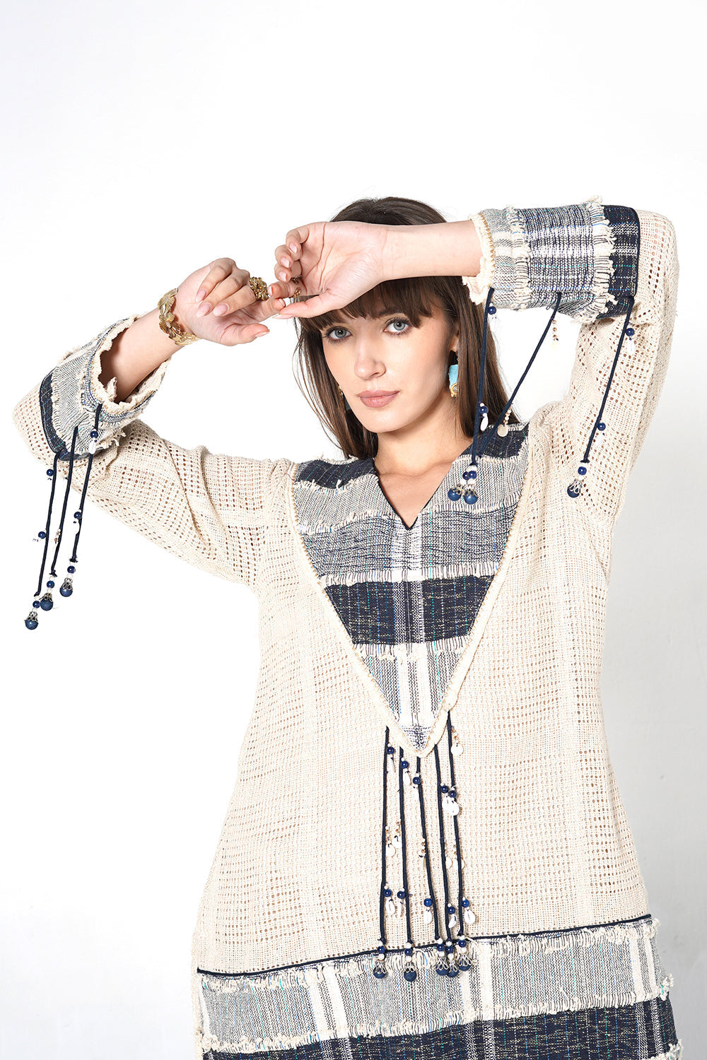 Resha Jute Textured Co-Ord Set with Tassel Detail Outfit