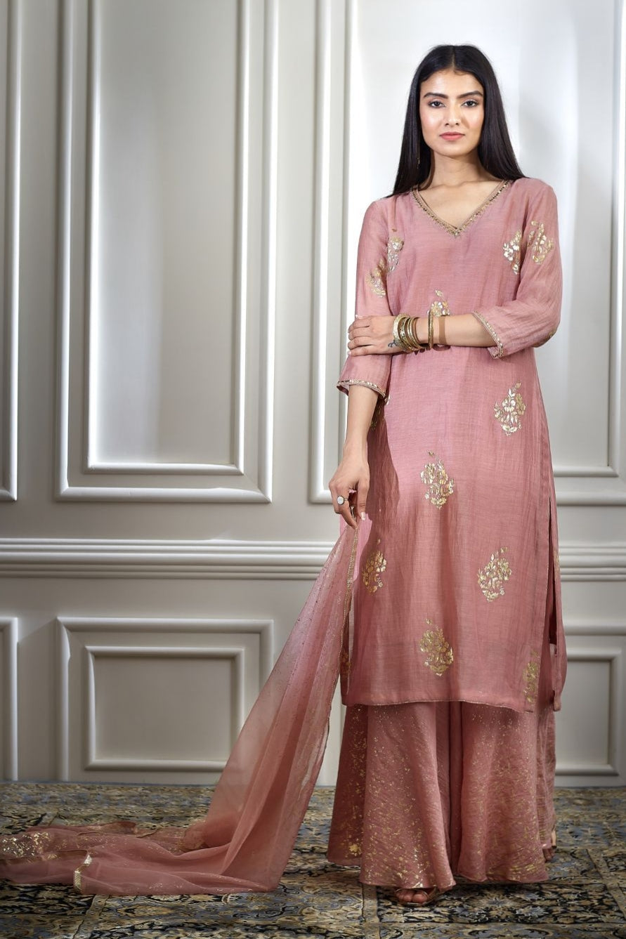 Dusty Pink Kurta Sharara Set