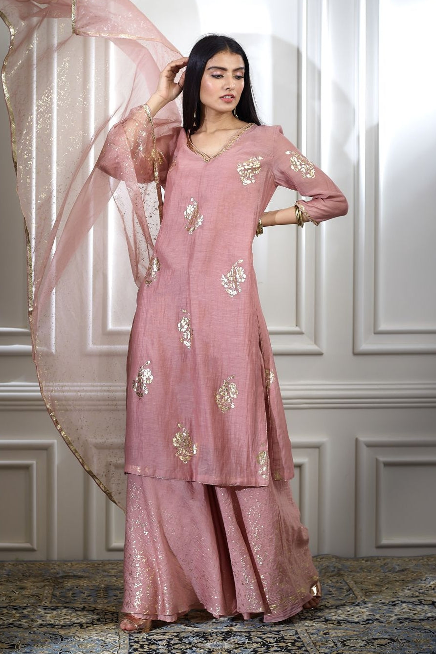 Dusty Pink Kurta Sharara Set