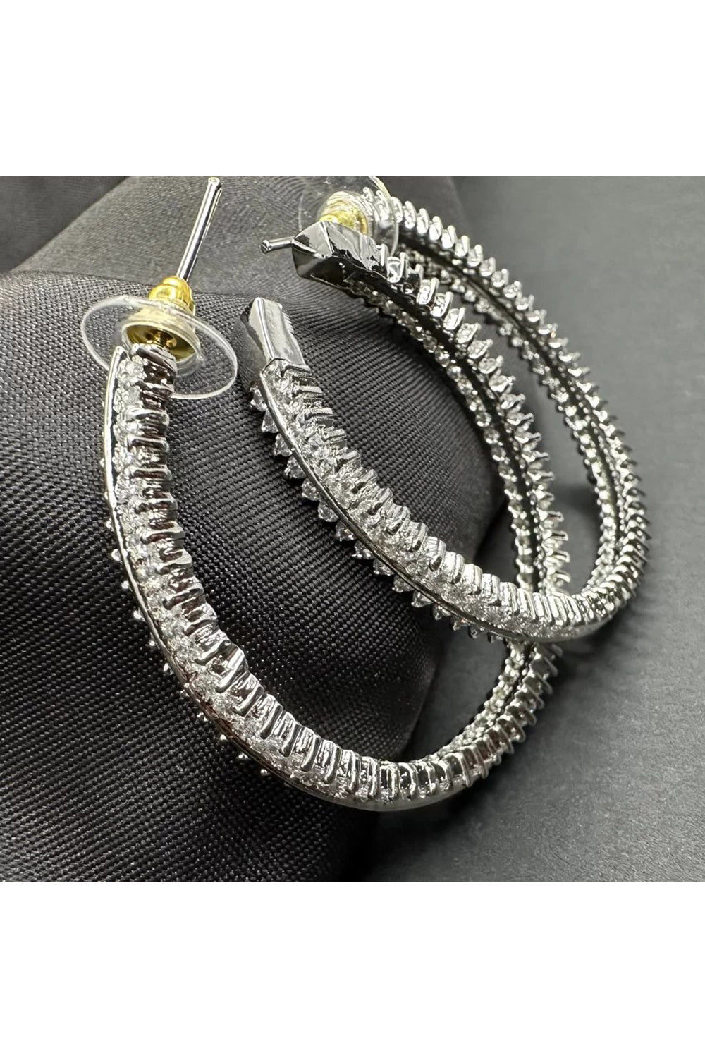 American Diamond Silver Plated Hoop Earrings - Auraya Fashion - Putstyle - #tag1# - #tag2# - #tag3# - #tag3#