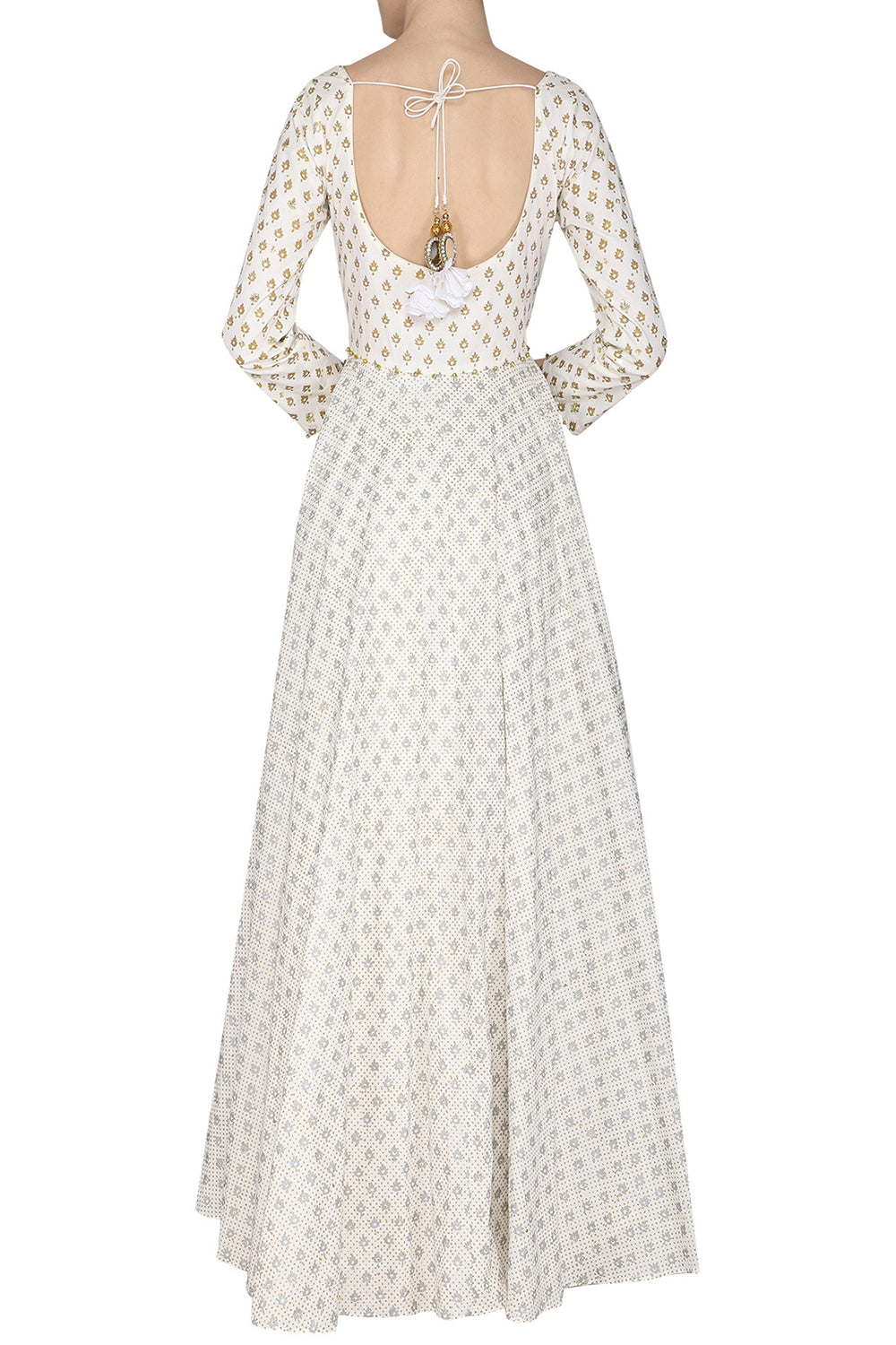 Kalidar Ivory Embroidered Kurta Set - Auraya Fashion 